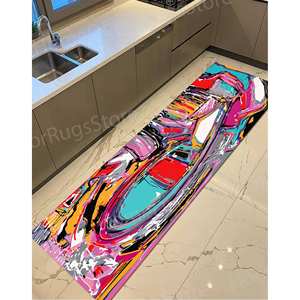 Alfombra Impresa con Pintura de Grafiti Abstracto, Alfombra Moderna y Colorida Antideslizante, Alfombra Delgada No Tejida - Product Image 5