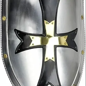 Средневековый крестовый стальной щит 18 калибра армированный Templar Viking стальной Железный щит средневековый крестовый стальной щит 18 калибра A CHWG011