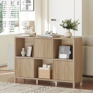 Estantería de madera de 6 cubos de granja con 3 puertas estante organizador de cubículo Horizontal para sala de estar y almacenamiento de dormitorio de oficina - Product Image 1