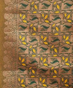 CRÉATEUR LICHI SOIE BIOLOGIQUE BANARASI SAREE AVEC CHEMISIER NON COUDU FESTIVAL WEAR PRIX DE GROS VÊTEMENT ETHNIQUE JAUNE - Product Image 5