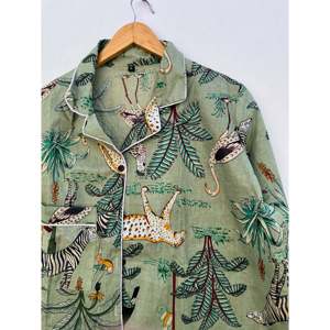 Conjunto de Pijama de Algodón Bohemio para Mujer, Ropa de Dormir Suave con Estampado Tropical para Verano, para el Hogar, Damas de Honor y Ocasiones Nupciales - Product Image 3