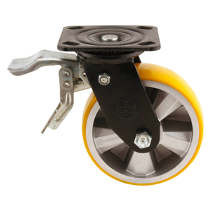 Heavy Duty 8 Inch Polyurethane (PU) Ball Bearing Brake <b>Caster</b> <b>Wheel</b> - Product Image 2