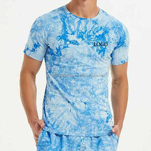 Personalizable Heavy Cotton Gentleme Conjunto de dos piezas Nuevos diseños de cuello en V Camiseta y de gran tamaño Tie Dye Short Pattern Print - Product Image 4