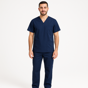 ชุดเครื่องแบบโรงพยาบาลสีขาวระบายอากาศได้ดีแขนสั้นขัดด้านการแพทย์คอวีใส่สบายมีกระเป๋าที่ออกแบบมาสำหรับใช้งานได้จริง - Product Image 5