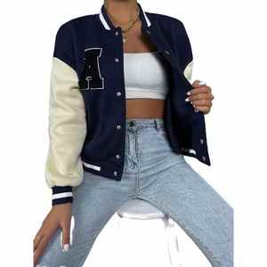 2024 chaquetas universitarias para mujer, mangas completas, cuello de punto acanalado, transpirable, respetuoso con el medio ambiente, de alta calidad Material, estilo callejero, Invierno - Product Image 6