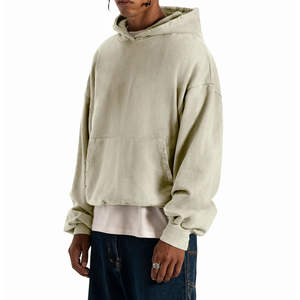 Oversized Distressed Sun Faded Drop Shoulder Cropped No <b>String</b> Plain Custom Design Heavyweight Breathable Winter <b>Hoodies</b> <b>for</b> Men - Product Image 4