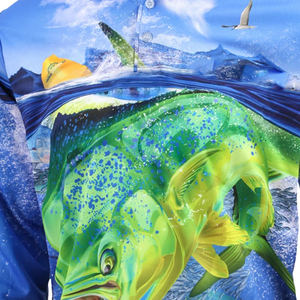 Camisas de pesca de talla grande impermeables y transpirables, manga larga personalizada para exteriores, 100% poliéster, servicio OEM de alta calidad, protección UV - Product Image 5