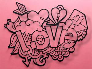 Art mural calligraphique « Modest Love » finition noire, idéal pour la décoration de chambre personnelle, d'espace de couple et d'accent mural de clubs, provenance Inde - Product Image 3