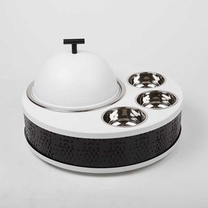 Ensemble de chauffe-plats de luxe en acier inoxydable avec couvercle blanc, durable, antiadhésif, écologique, compatible avec les cuisinières à gaz, pour buffet - Product Image 4