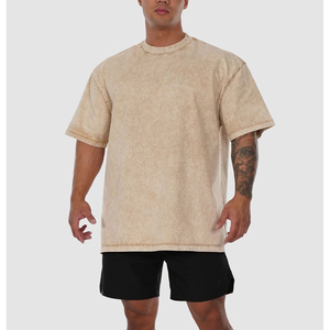เสื้อยืดโอเวอร์ไซส์ผู้ชาย ผ้าฝ้ายฟอกสีพื้น คอกลม แขนสั้น สไตล์ลำลอง แบรนด์ Trackstar รับผลิตแบบ OEM รุ่น TSI-G05-P0159 - Product Image 1