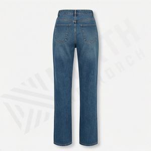 Pantalones Vaqueros de Mezclilla para Mujer, Hechos a Medida en Fábrica, Corte Holgado, Ajustados, Rectos, de Algodón, Estilo Casual, con Cintura - Product Image 2