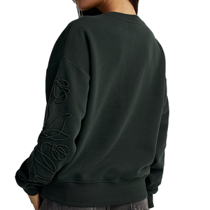 Sudadera Premium Extra Grande para Mujer, Negra, Ecológica, Cálida para Invierno, Cuello Redondo, Mangas Largas, Estilo Moderno con Estampado Frontal y Bordado 3D - Product Image 2