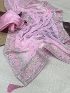 Nuevo 2024 último vestido indio exportación calidad Venta caliente mejor Georgette Saree Blusa con bordado Trabajo Mujer moda exportador - Product Image 6