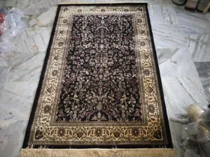 Alfombra de seda de algodón bordada a mano de calidad superior Alfombra de Cachemira para uso doméstico y hotelero disponible a precio mayorista - Product Image 2