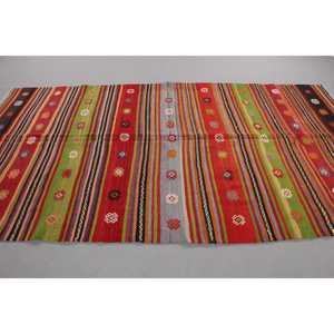 5.5x10.1 ft Rug, Vintage Turkish Large Rug, <b>Red</b> Kilim <b>Wool</b> Rug - Product Image 3