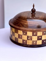 Boîte à chapati/roti en bois faite à la main avec couvercle rabattable, accessoires cuillère, préservation de la fraîcheur, design moderne pour cadeaux et cuisine