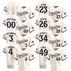 เสื้อเบสบอล Minnesota Alternate Limited รุ่นปี 2025 สำหรับผู้ชาย แบบสั่งทำพิเศษ ปักลายปักโลโก้ สีเบจ ไซส์พลัส ระบายอากาศได้ดี - Product Image 1