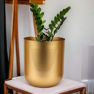 Most Valuable Metal Planter Vintage Golden Colored Garden Planters Flower Pots Vases in Budget-Friendly Price Home Garden <b>Supply</b> - Product Image 5