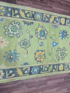 Tapis Tapis 2.7x8 Vert Jaune Petit Coureur Haute Qualité Laine Oushak Tapis Noué À La Main Vintage 2.7x10 2.7x12 2.7x18 Salon - Product Image 5