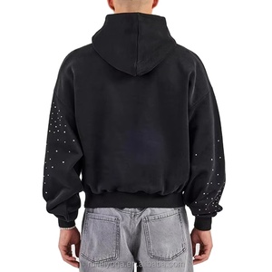 Custom Logo <b>Drop</b> Shoulder Fleece Heavyweight Polyester/Cotton 400g <b>Acid</b> Washed Cropped Regular Fit Sweet Hoodie Men - Product Image 3