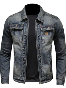 Chaqueta de Invierno Estilo Urbano para Hombre, Chaqueta Vaquera con Efecto Desgastado, Algodón Vintage, Corte Casual, Logotipo Frontal Personalizable - Product Image 2