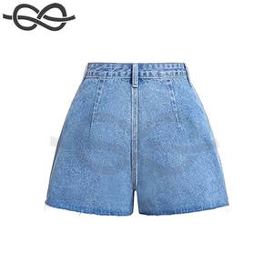 Femmes taille haute jambe large Denim Shorts décontracté plissé coupe ample Jean été mode confortable à la mode polyvalent - Product Image 3