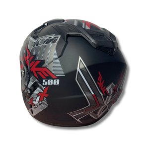 Casco mate rojo Juke JP7 de alta calidad | Casco de motocicleta BXP de doble visera certificado SNI para adultos - Product Image 4