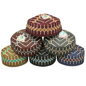 Chapeau de kufi afghan de qualité supérieure dans diverses variations accessoire occasionnel islamique en polyester brodé traditionnel-vente en gros - Product Image 1