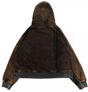 Sweat à capuche zippé avec lavage à l'acide pierre personnalisé 100% coton Sun Faded French Terry Thick Zipper Vintage Hoodies pour homme - Product Image 2