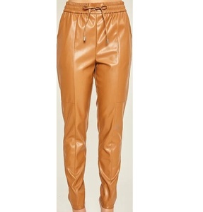 Pantalones planos de cuero de la mejor calidad para mujer, estilo de invierno informal personalizable, decoración de encaje, diseño superior transpirable, botón de cintura media - Product Image 2