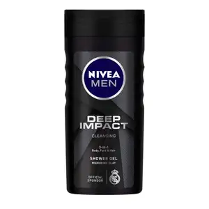 Nivea เจลอาบน้ำสำหรับผิวหน้าและเส้นผมสำหรับผู้ชายครีมอาบน้ำแบบแอคทีฟคลีนพร้อมถ่านกัมมันต์ขนาด250มล.