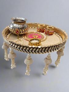Ensemble de thali en acier artisanal pour Raksha bandhan, Karva Chauth et Bhai Dooj Haldi Kumkum, accessoire de temple - Product Image 4