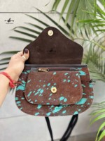 Tas Selempang Kulit Metalik Terbaru Gaya Gypsy Boho Kulit Asli Vintage Buatan Tangan Gaya Barat Multifungsi