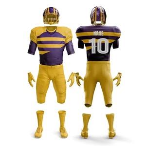 Ensembles d'uniformes de football américain à manches courtes personnalisés, taille plus, unisexe, 100% polyester, respirant, confortable, vêtements de sport - Product Image 1