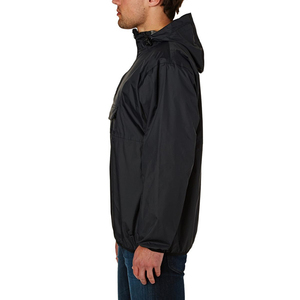 Chaqueta cortavientos con Capucha ajustable para hombre, cortavientos plegable de tela reflectante con cuello levantado y cierre de cremallera - Product Image 5