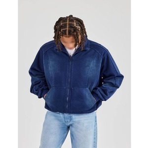 Sweat à capuche à fermeture éclair complète en molleton de coton épais sur mesure pour hommes lavage à la décoloration avec logo brodé sur mesure vêtements d'hiver - Product Image 2