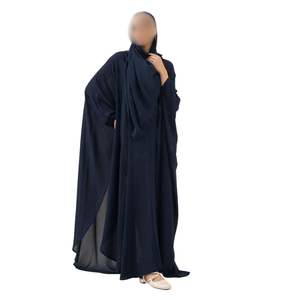 Robe Abaya Bleu Marine Premium Couleur Unie Vêtement Islamique Modeste Fermeture Devant Kaftan pour Femmes Tissu Respirant Robe Maxi - Product Image 3