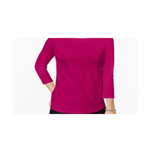 เสื้อเชิ้ตผู้หญิงแบรนด์ Charter Club ผ้าฝ้ายพีมา ติดกระดุมที่ไหล่ ไซส์ Petite L ลายทางเรียบง่าย สีชมพู ผ้าป๊อปลินถัก ทรงหลวม สำหรับฤดูใบไม้ร่วง - Product Image 2