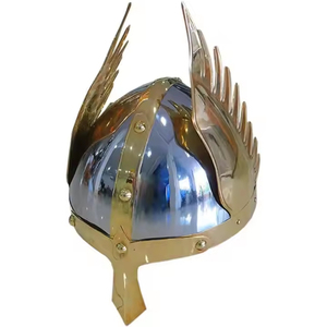 Casco de emperador de lujo de calidad Premium Medieval Norman Nasal King disfraz de Halloween forro de cuero ajustado timón - Product Image 5