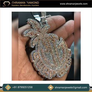 Collier unisexe style hip-hop personnalisé en argent 925 plaqué or rose, double couche, avec pendentif lettre initiale glacée en moissanite – Cadeau de fête - Product Image 4