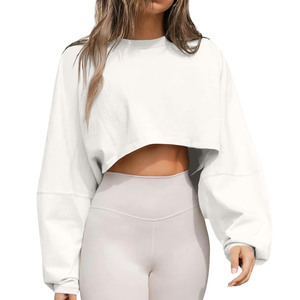 Sudadera Corta de Moda para Mujer, Ecológica, Transpirable, Antiarrugas, con Logotipo Frontal, Talla Grande, 100% Algodón - Product Image 1