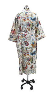 ชุดกิโมโนผ้าคอตตอนสีขาวพิมพ์ลายน้ำหนักเบา, ชุดคลุมอาบน้ำชุดคลุมอาบน้ำชุดคลุมอาบน้ำชุดใส่ไปทะเลสำหรับฤดูใบไม้ผลิและฤดูร้อน - Product Image 4