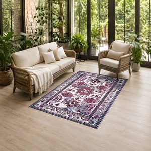 <b>RUGS</b> DEPOT LXDP-0566 Wholesale Pink Plum Traditional Anatolian Digital Printed Machine Washable Chenille Area <b>Rug</b> <b>Non</b> <b>Slip</b> - Product Image 6