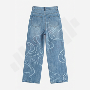 กางเกงยีนส์ทรงตรงสไตล์วินเทจสำหรับผู้ชาย แบรนด์ Baggy Streetwear ทรงหลวม ขาตรง แบบซ้อน  ขายส่ง รับสั่งทำลายปะติด - Product Image 2