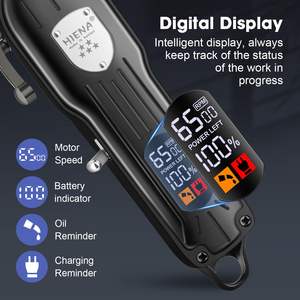 Ensemble de tondeuses à cheveux sans fil professionnelles pour hommes, tondeuses rechargeables pour barbiers, écran LCD, prise américaine, kit de coupe de cheveux alimenté par batterie - Product Image 4