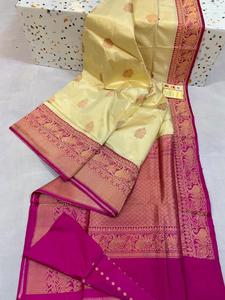 Custom Made Brocade Pure Silk Sarees in Vibrant Colors Suitable for Clothing Designers and <b>Fabric</b> Stores for Resale - Product Image 6