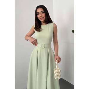 Vestido acampanado con cuello halter color menta - Verde menta - Product Image 3