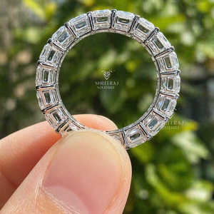 14K Gold Lab Grown Diamond Eternity <b>Ring</b> <b>Emerald</b> Cut Full Eternity Wedding Band D Color VVS Clarity Custom Fine Jewelry Supply - Product Image 5