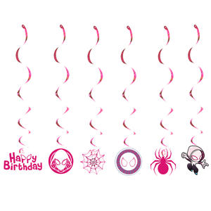 Superhero Spider Gwen Theme Pink Paper Tableware Kits Plates Cups Banner Napkins Balloons Kids' <strong>Birthdays</strong> Party Decoration Set - Product Image 6