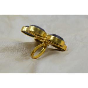 <b>Vintage</b> GOLDPLATED BRASS STONE <b>Ring</b> with 18K <b>Gold</b> Plating and Colored Gemstone Fashion Jewelry <b>Rings</b> - Product Image 3